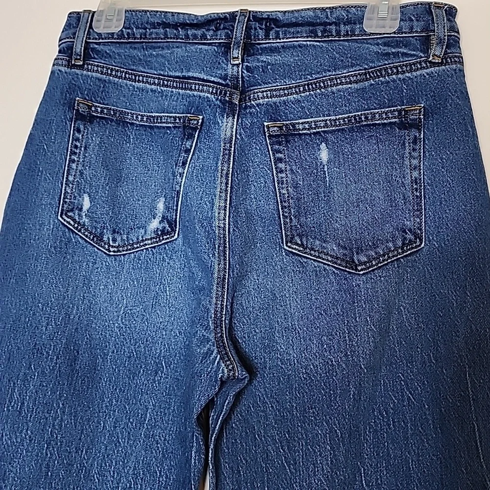 LOFT The Straight Cuffed Medium Blue Women's Jeans High Waist Summer Preppy - Picture 4 of 16